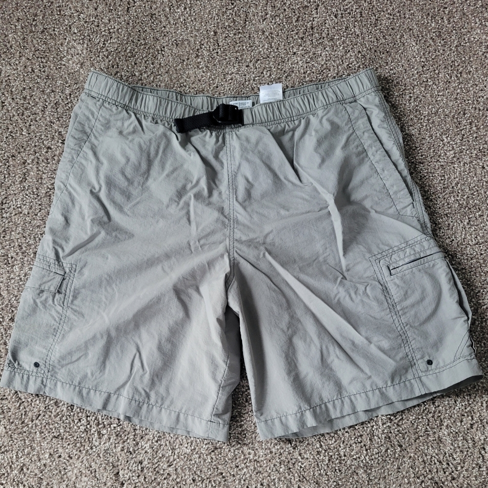 Mens Columbia Size L Swim Trunks Swimsuit Shorts Gray Lined